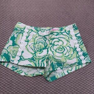 Lilly Pulitzer Green Floral High Waist Shorts